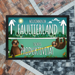 Willkommen im Faultierland Fußmatte