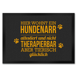 Hier wohnt ein Hundenarr… Fußmatte