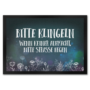 Bitte klingeln -Straße fegen Fußmatte mit Blumen Motiv