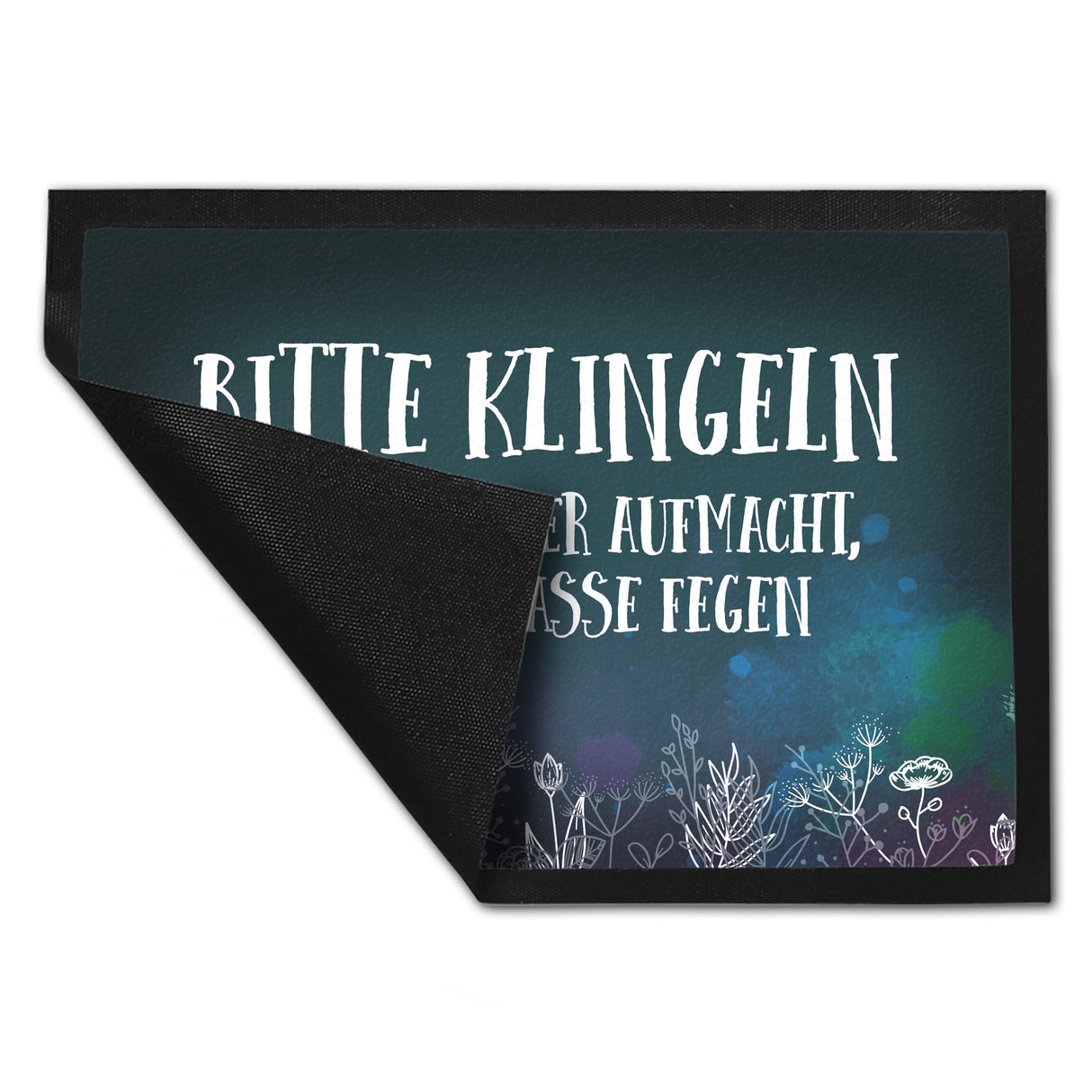 Bitte klingeln -Straße fegen Fußmatte mit Blumen Motiv
