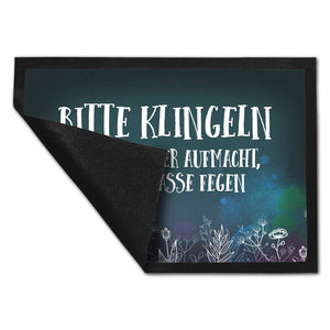 Bitte klingeln -Straße fegen Fußmatte mit Blumen Motiv
