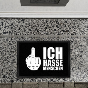 Ich hasse Menschen Fußmatte mit Mittelfinger Motiv