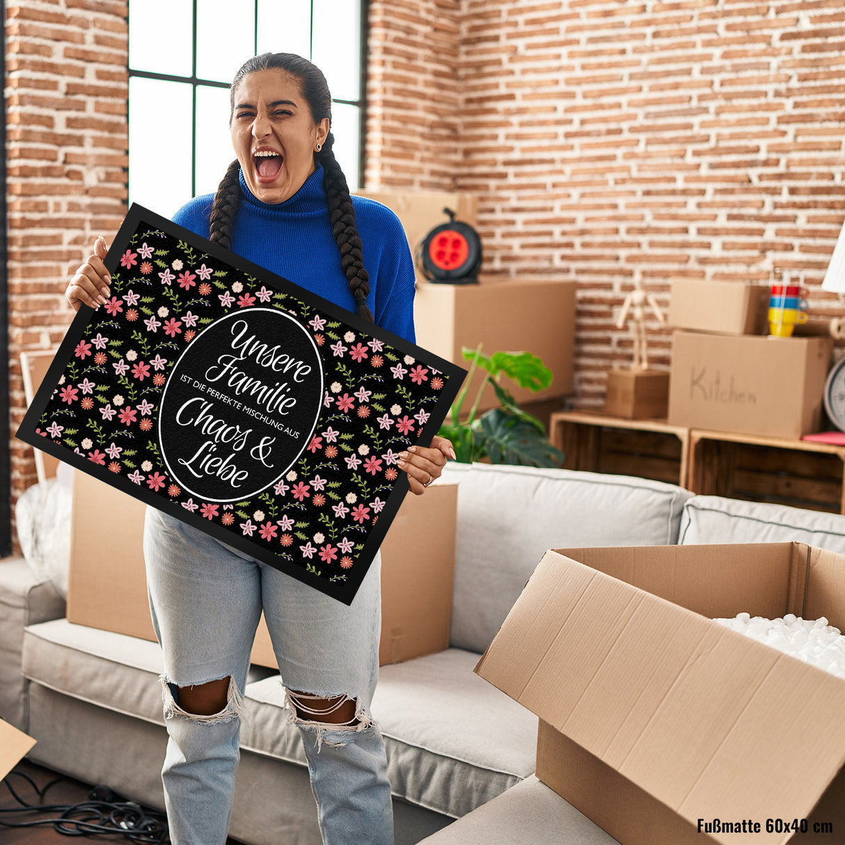 Unsere Familie … Chaos & Liebe Blumen Fußmatte