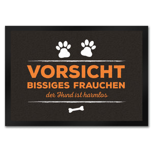 Vorsicht bissiges Frauchen Fußmatte