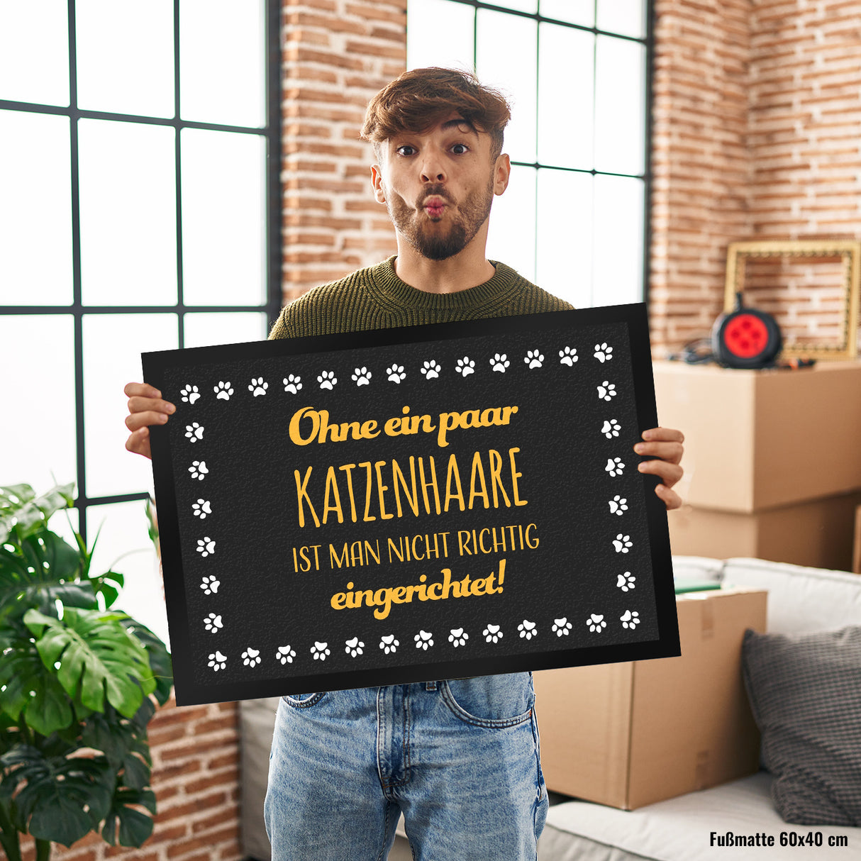 Ohne ein paar Katzenhaare ist man nicht richtig eingerichtet Fußmatte
