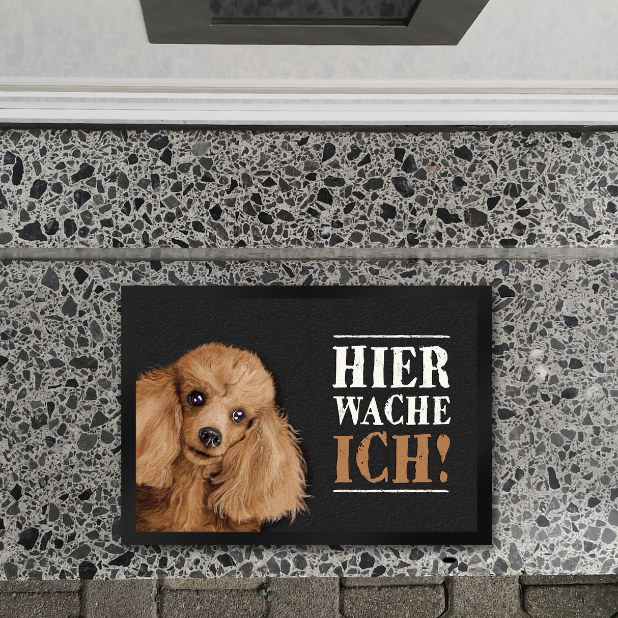 Hier wache ich! Pudel Fußmatte