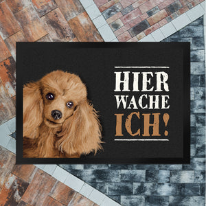 Hier wache ich! Pudel Fußmatte