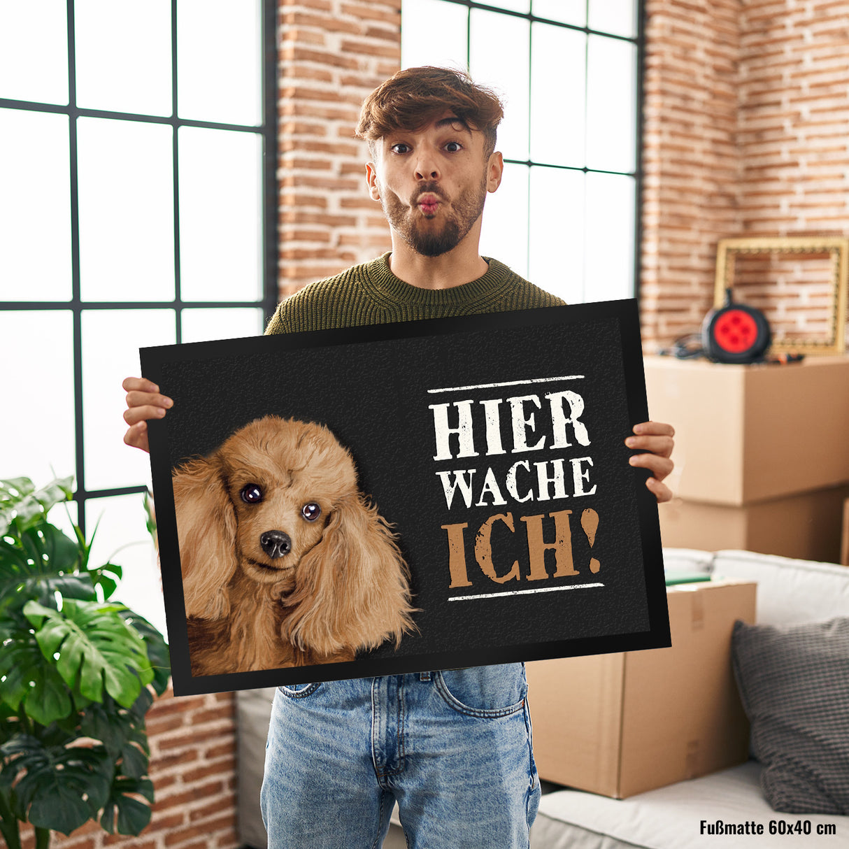 Hier wache ich! Pudel Fußmatte