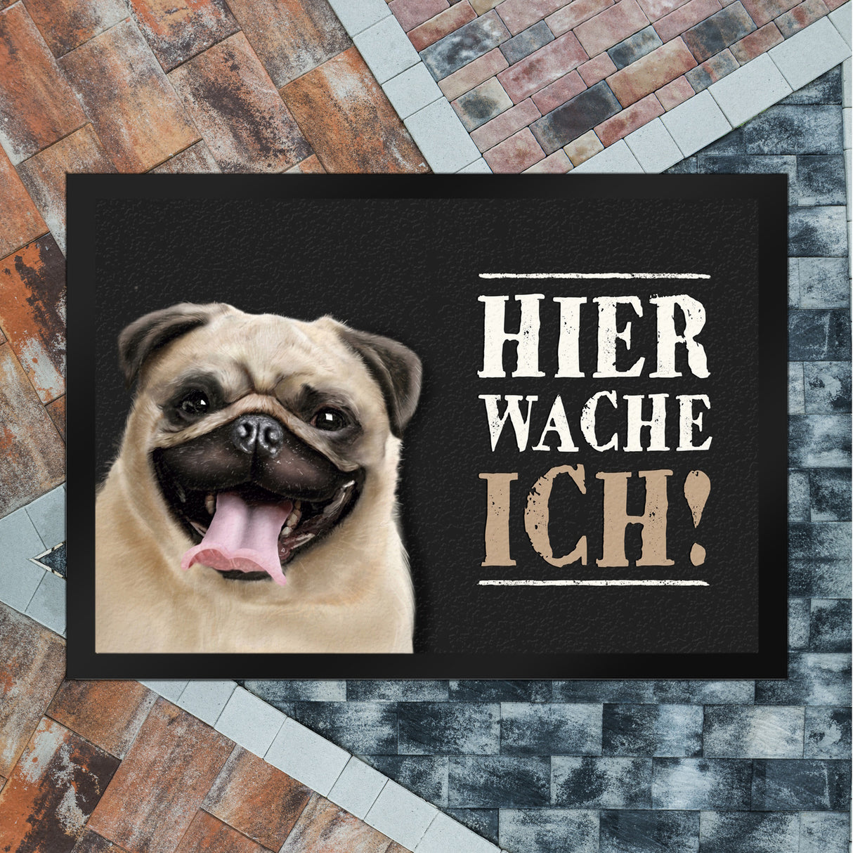 Hier wache ich! Mops Fußmatte