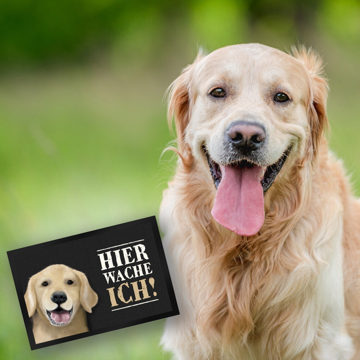 Hier wache ich! Golden Retriever Fußmatte