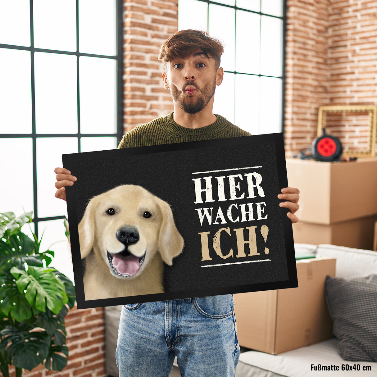 Hier wache ich! Golden Retriever Fußmatte