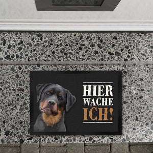 Hier wache ich! Rottweiler Fußmatte