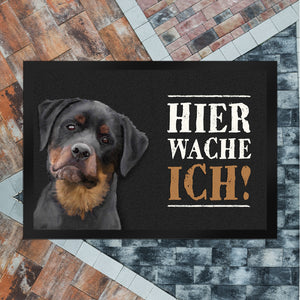 Hier wache ich! Rottweiler Fußmatte