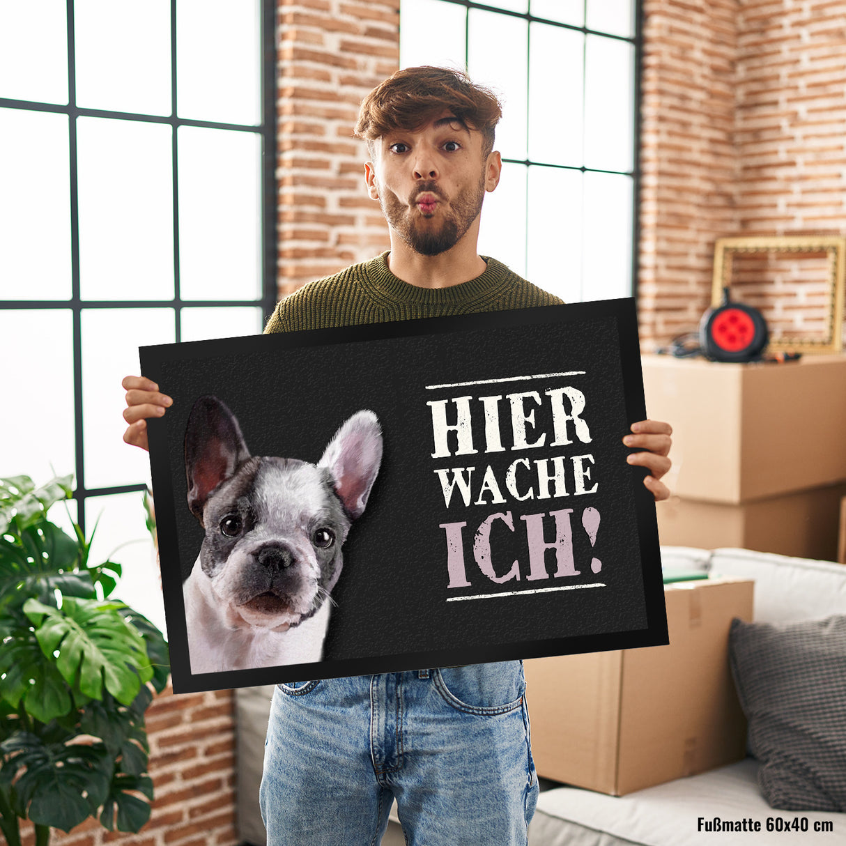 Hier wache ich! Französische Bulldogge Fußmatte