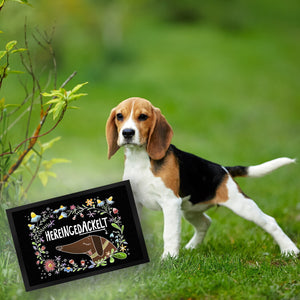 Hereingedackelt Fußmatte mit Hund Motiv