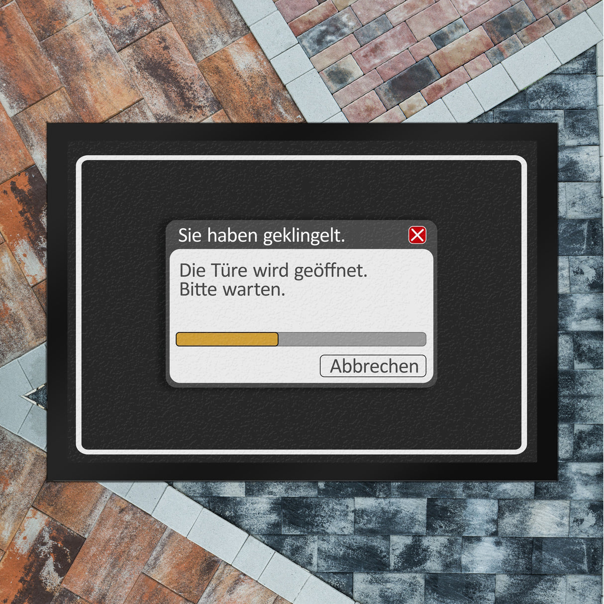Sie haben geklingelt - Die Türe wird geöffnet Fußmatte mit Computer Motiv