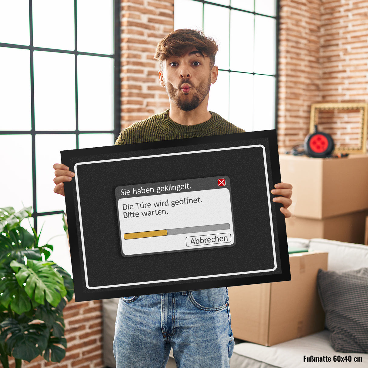 Sie haben geklingelt - Die Türe wird geöffnet Fußmatte mit Computer Motiv