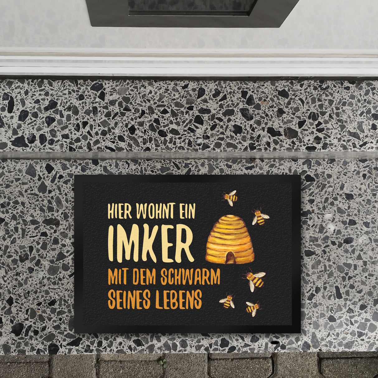 Hier wohnt ein Imker mit dem Schwarm seines Lebens Fußmatte