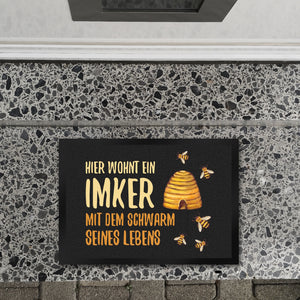 Hier wohnt ein Imker mit dem Schwarm seines Lebens Fußmatte