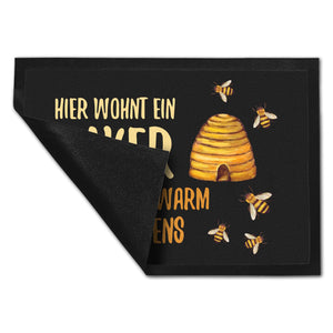 Hier wohnt ein Imker mit dem Schwarm seines Lebens Fußmatte