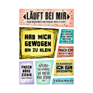 Verschiedene Sprüche über mich Kühlschrankmagnete im 8er Set