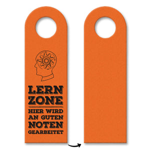 Schüler oder Studenten Türhänger mit Denken Motiv und Spruch: Lernzone in Orange