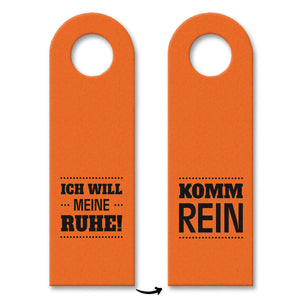 Ich will meine Ruhe oder Komm rein Türhänger in Orange