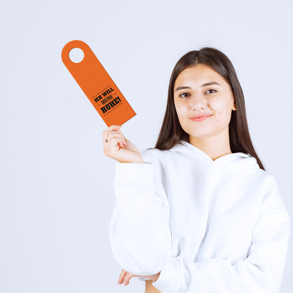 Ich will meine Ruhe oder Komm rein Türhänger in Orange