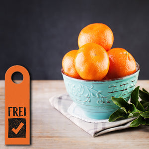 Besetzt oder Frei Türhänger in Orange mit Symbolen für die Toilettentür