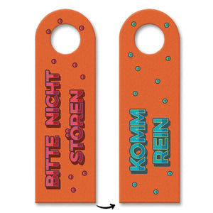 Bitte nicht stören oder Komm rein Türhänger im Retro-Stil in Orange