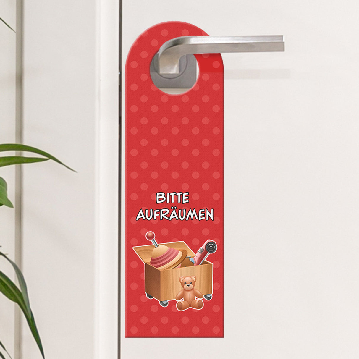 Bitte aufräumen Türhänger mit Spielzeug Motiv