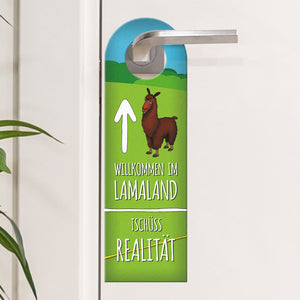 Willkommen im Lamaland Türhänger mit Lama Motiv