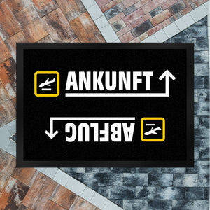 Ankunft oder Abflug Flughafen Icons Fußmatte