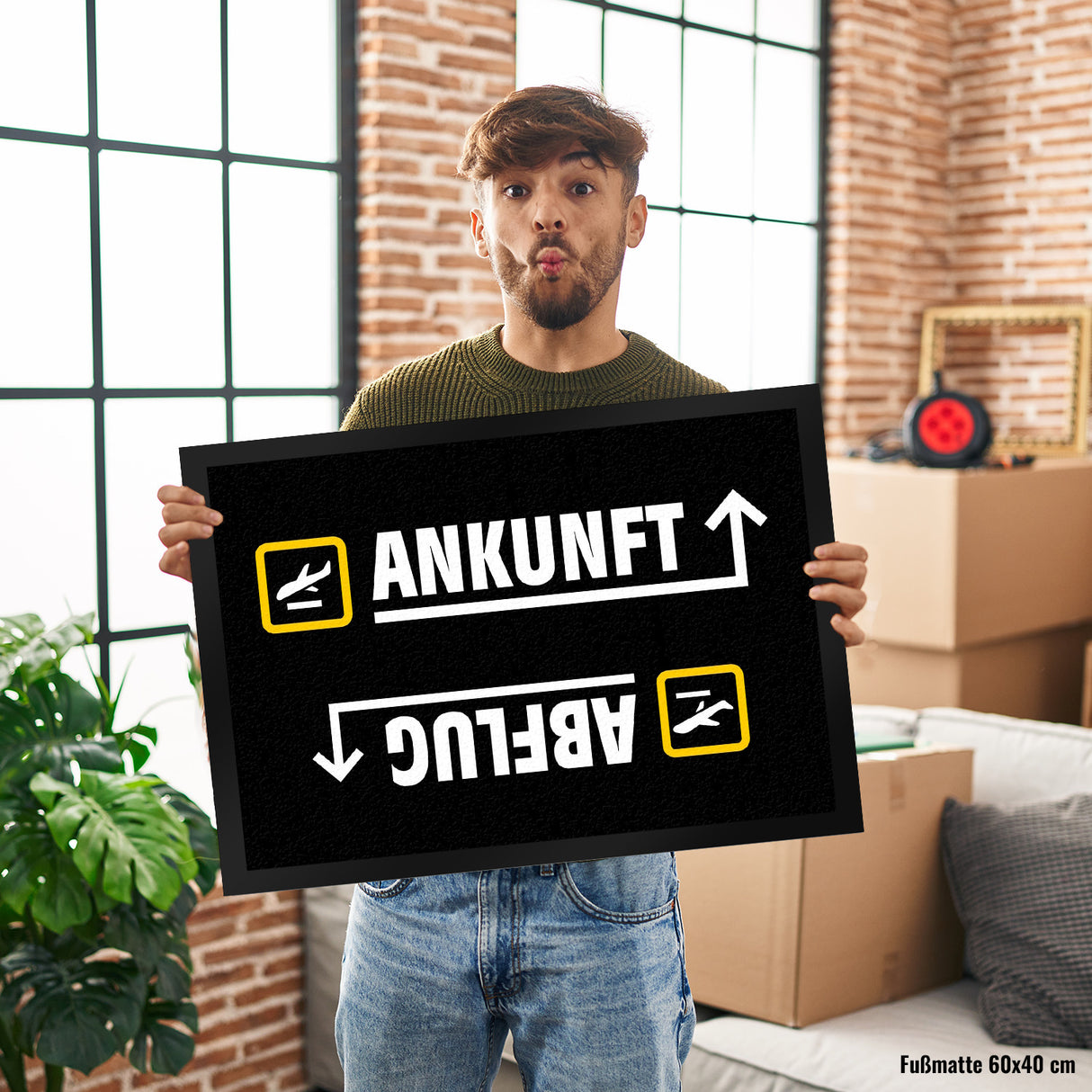 Ankunft oder Abflug Flughafen Icons Fußmatte