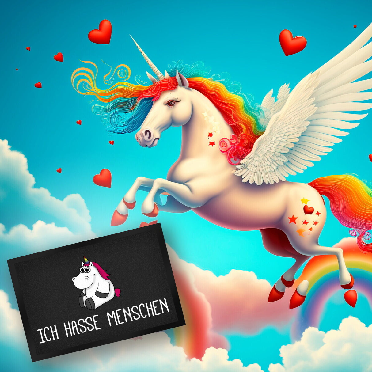 Ich hasse Menschen Honeycorns Einhorn Fußmatte