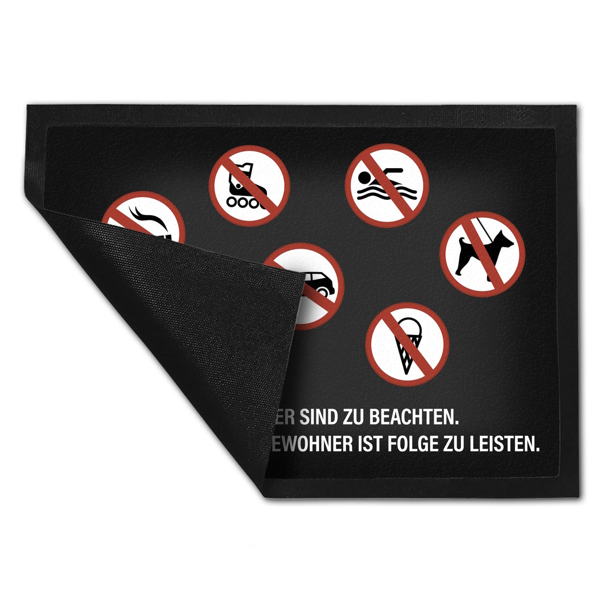 Verbotsschilder sind zu beachten Fußmatte