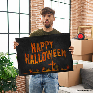 Happy Halloween Fußmatte mit Friedhof Motiv