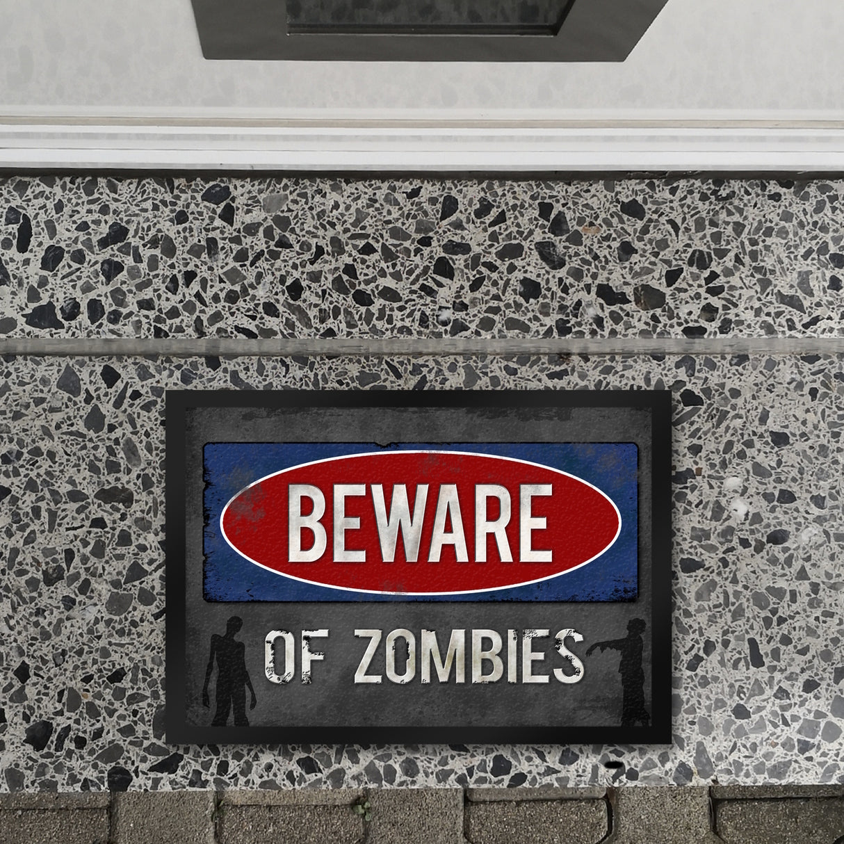 Beware of Zombies Fußmatte Warnung Zombie Halloween Untoter Apocalypse Angst Wohnung Haustür