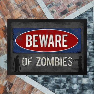 Beware of Zombies Fußmatte Warnung Zombie Halloween Untoter Apocalypse Angst Wohnung Haustür