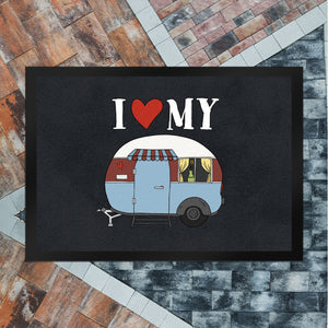 I love my Caravan Fußmatte mit Wohnwagen Motiv