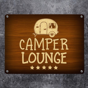 Camper - VIP - Lounge Metallschild mit Wohnwagen Motiv Wohnwagen Wohnmobil Urlaub Gast Gäste