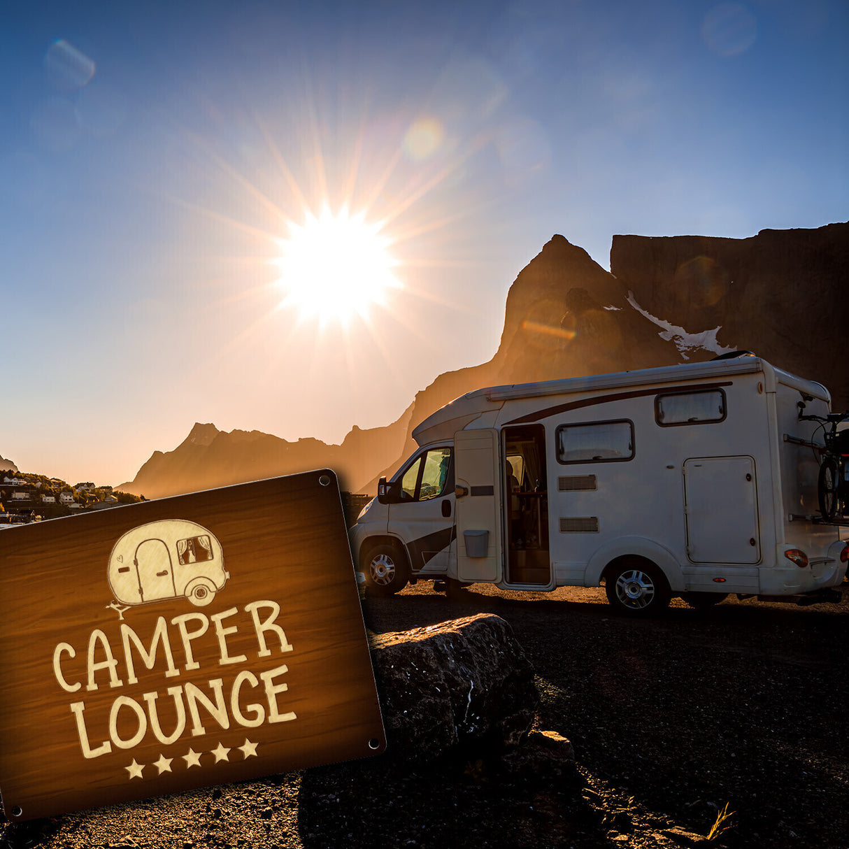 Camper - VIP - Lounge Metallschild mit Wohnwagen Motiv Wohnwagen Wohnmobil Urlaub Gast Gäste