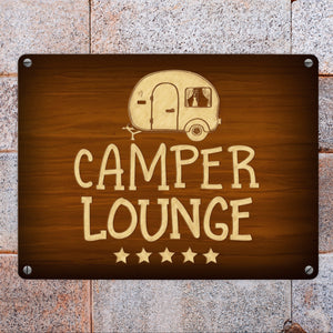 Camper - VIP - Lounge Metallschild mit Wohnwagen Motiv Wohnwagen Wohnmobil Urlaub Gast Gäste