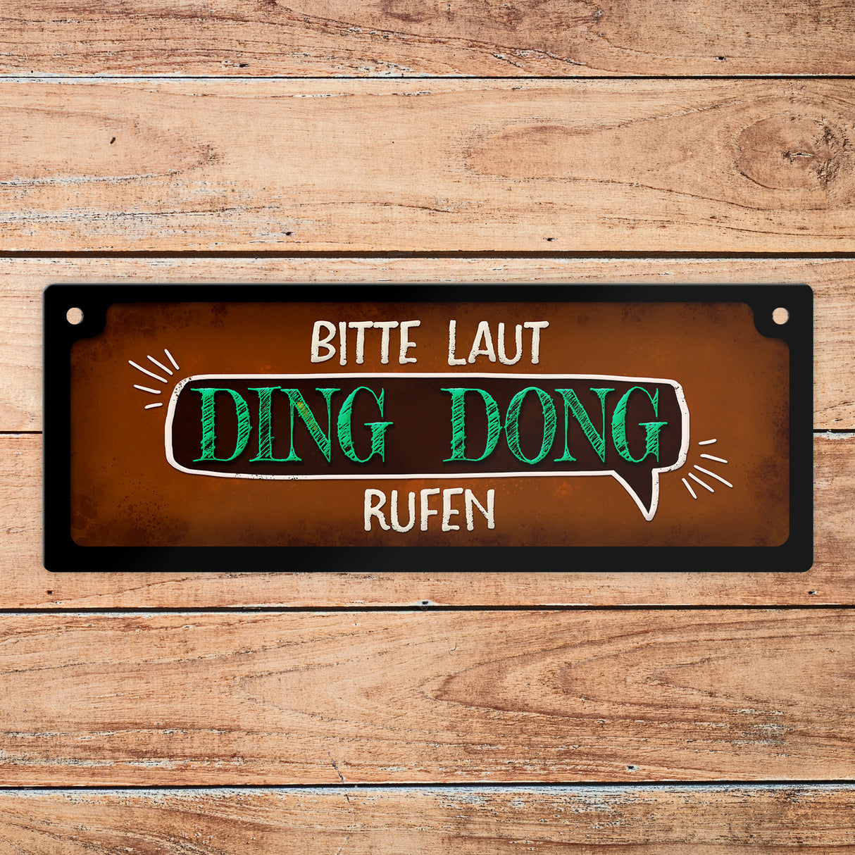 Ding Dong rufen oder keiner da Camping Wendeschild mit Kordel