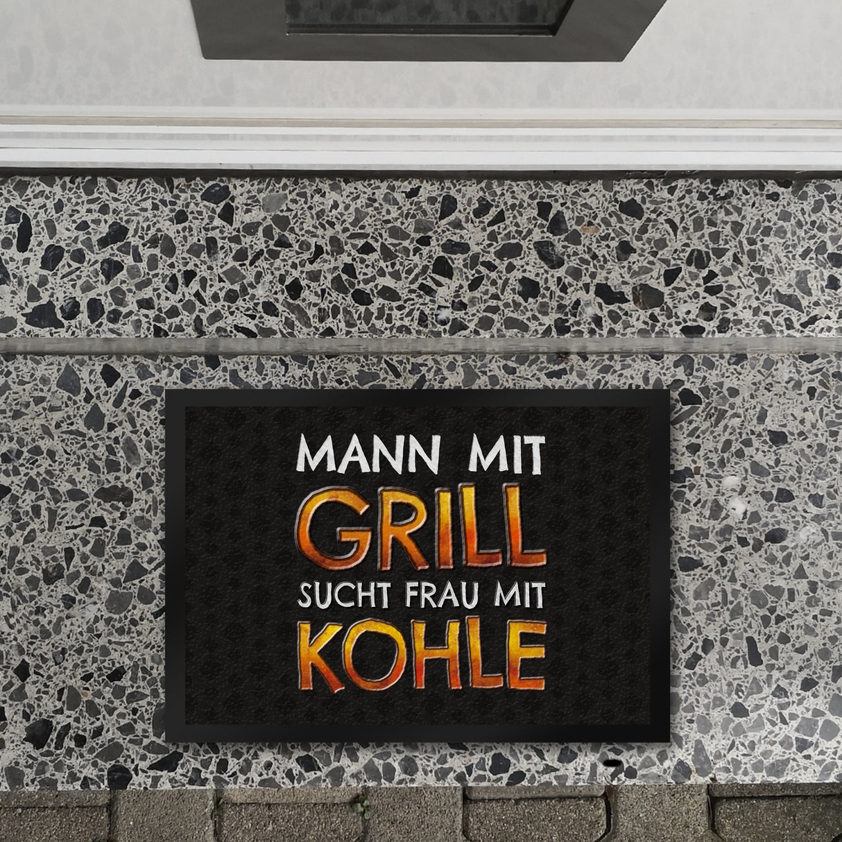 Mann mit Grill sucht Frau mit Kohle Fußmatte