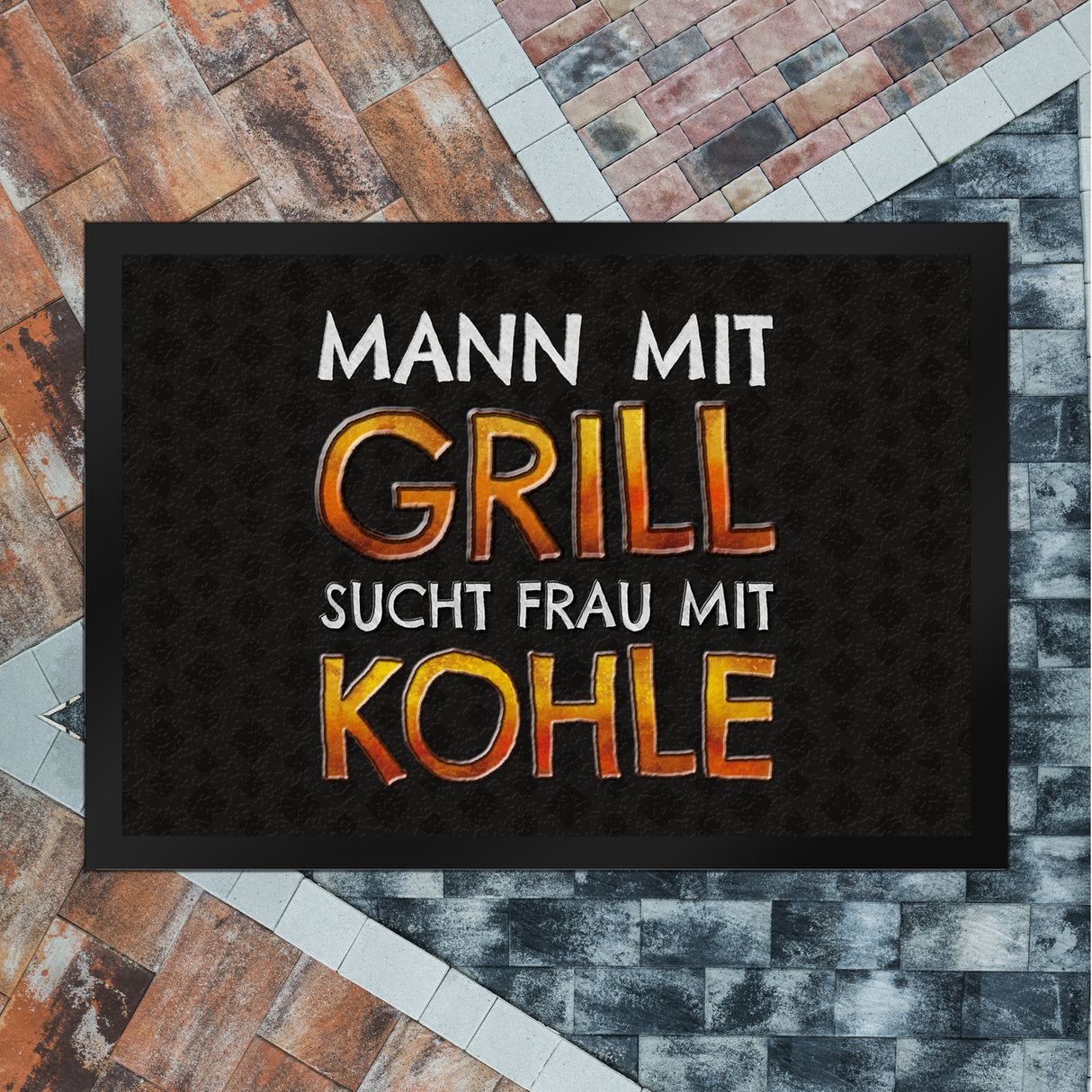 Mann mit Grill sucht Frau mit Kohle Fußmatte
