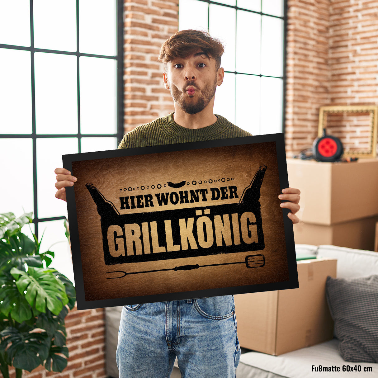 Hier wohnt der Grillkönig Fußmatte