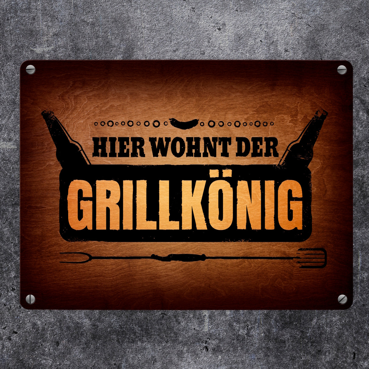 Hier wohnt der Grillkönig Metallschild