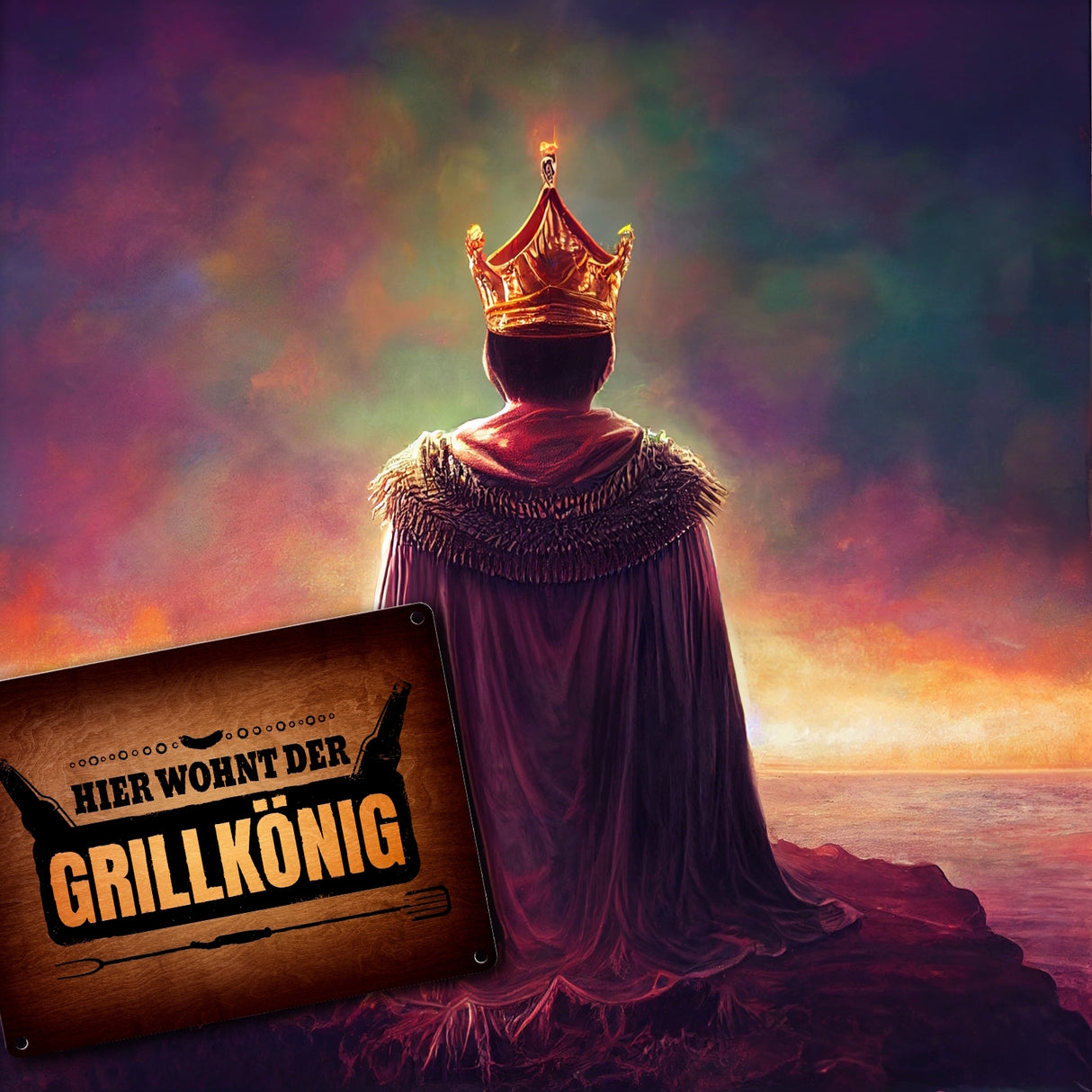 Hier wohnt der Grillkönig Metallschild