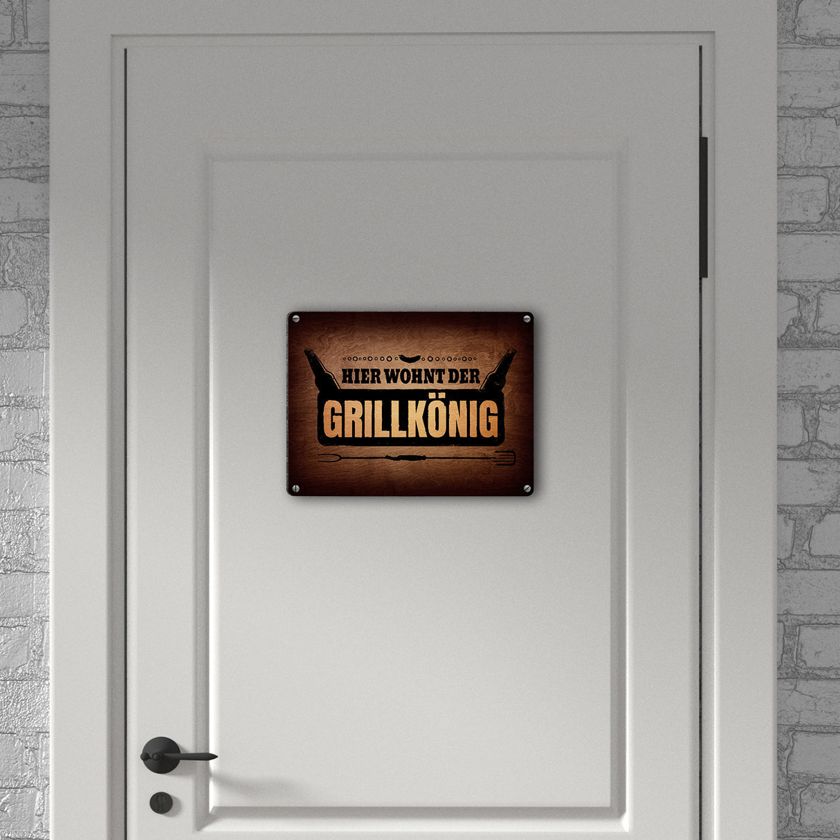 Hier wohnt der Grillkönig Metallschild